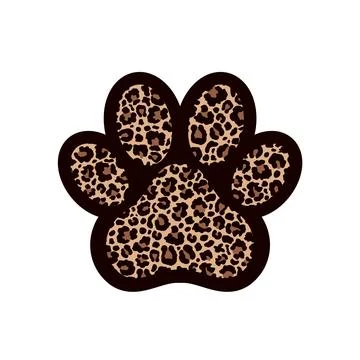 Paw print filled with leopard pattern. Stock Illustration