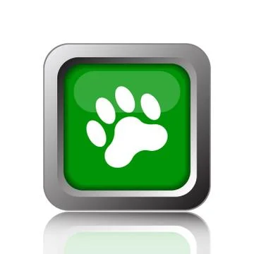 Paw print icon. Internet button on black background.. Stock Illustration