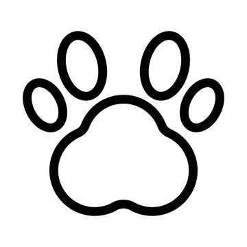 Paw Print icon linear logo mark in black and white Illustrazione stock