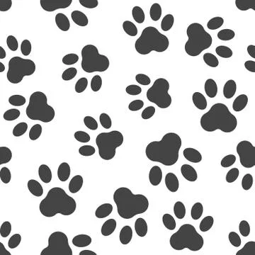Paw print icon seamless pattern background. Business flat vector illustration Stock Illustration