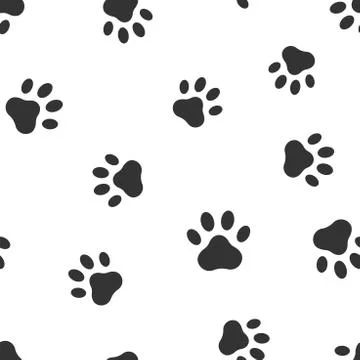 Paw print icon seamless pattern background. Business flat vector illustration 스톡 일러스트