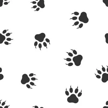 Paw print icon seamless pattern background. Business flat vector illustration Stock Illustration