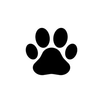 Paw Print icon. Vector black on white background Stock Illustration