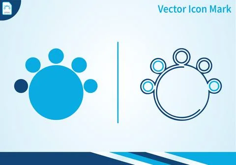 Paw print icons solid and outline isolated. Illustrazione stock