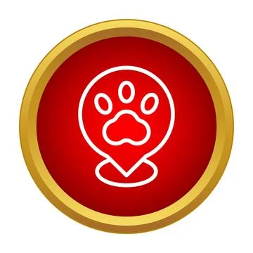 Paw print location pin finding pet services 스톡 일러스트