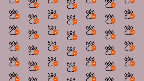 Paw Print Pattern with Heart Icon Seamless Background. Stock Footage 325384840