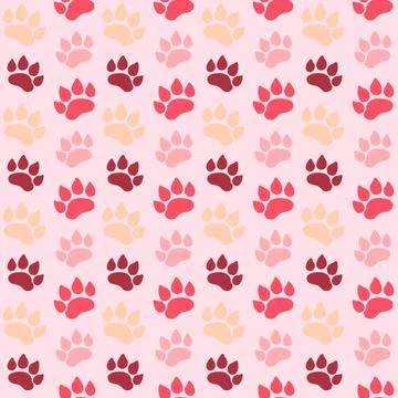 Paw print repeating seamless pattern. Stock Illustration