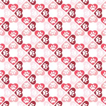 Paw print repeating seamless pattern. Stock Illustration