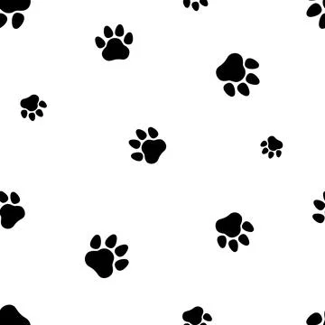 Paw print seamless pattern. Dog, cat, pet, animal paws. Flat, cartoon, vector 库存插图