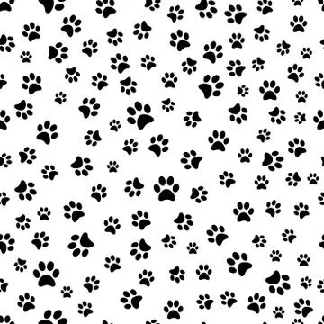 Paw print seamless pattern. Traces of Cat Textile Pattern Stock Illustration