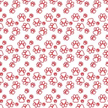 Paw print seamless. Traces of Cat Textile Pattern. Cat footprint seamless pat Stock Illustration