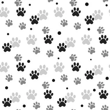 Paw print seamless. Traces of Cat Textile Pattern. Cat footprint seamless p.. Stock Illustration
