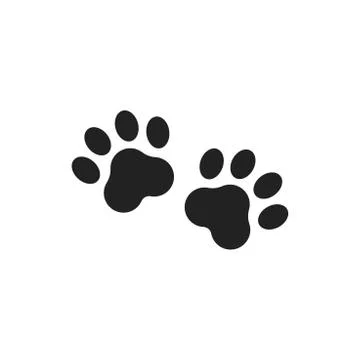 Paw print vector icon. Dog or cat pawprint illustration. Animal silhouette. Stock Illustration