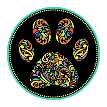 Paw print on white background Stock Illustration