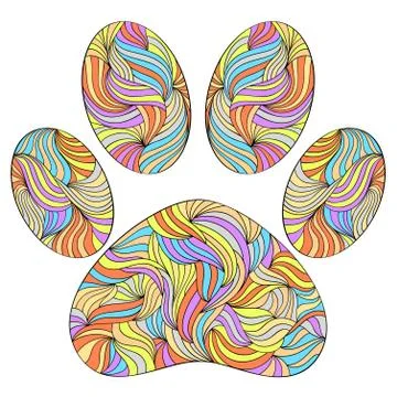 Paw print on white background Stock Illustration