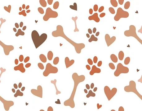 Paw prints background and bones 스톡 일러스트