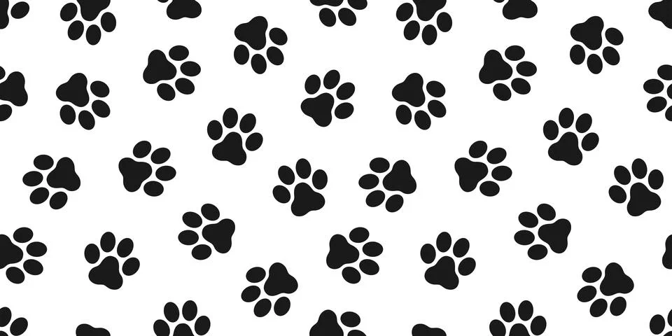Paw seamless pattern dog paw cat paw bulldog vector wallpaper Stock Illustration