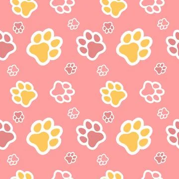 Paw seamless pattern vector doodle abstract animal footprint background Stock Illustration