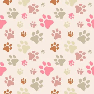 Paw seamless pattern vector doodle abstract animal footprint background Stock Illustration
