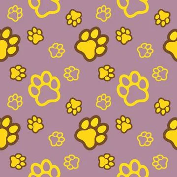 Paw seamless pattern vector doodle abstract animal footprint background for.. Stock Illustration