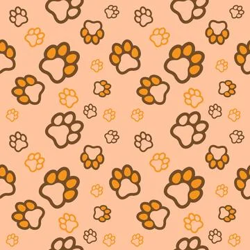 Paw seamless pattern vector doodle abstract animal footprint background Stock Illustration