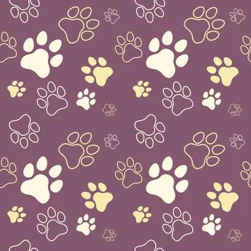 Paw seamless pattern vector doodle abstract animal footprint background Stock Illustration