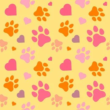 Paw seamless pattern vector doodle abstract dog and cat animal footprint Stock Illustration