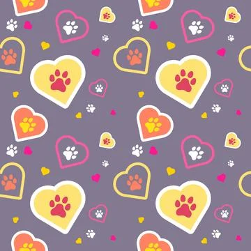 Paw seamless pattern vector doodle abstract dog and cat animal footprint Stock Illustration