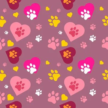 Paw seamless pattern vector doodle abstract dog and cat animal footprint Stock Illustration