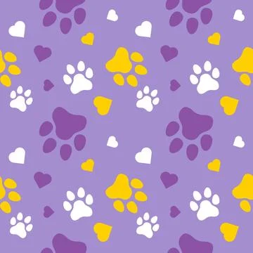 Paw seamless pattern vector doodle abstract dog and cat animal footprint Stock Illustration