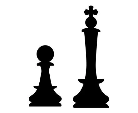 Pawn and king isolated vector silhouette Illustrazione stock