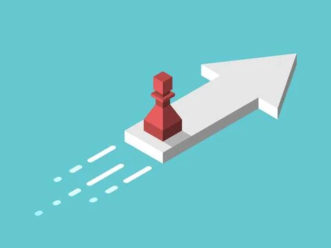 Pawn flying on arrow Stock Illustration