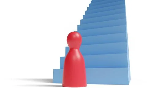 Pawn in front of an endless stairs. 3d illustration. Illustration