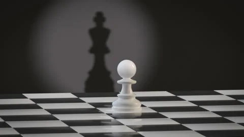 Pawn with King Shadow 3D render animation Stock Footage 321690640