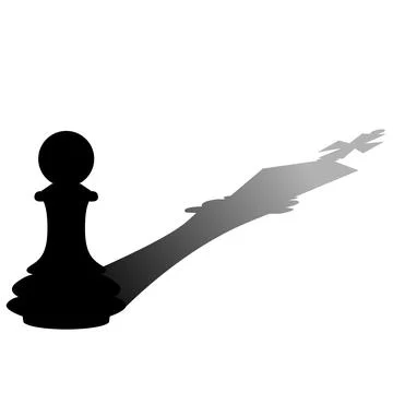 The Pawn with the King shadow Illustrazione stock