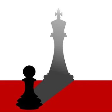 The Pawn with the King shadow on the wall Stock Illustration