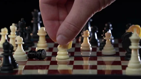 A pawn move in a chess game. 4k footage Stock Footage 156662549