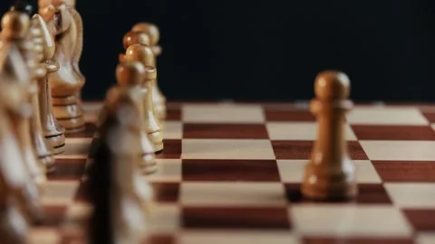A pawn move in a chess game in dynamics close up Stock Footage 130994535
