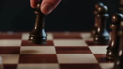 A pawn move in a chess game in dynamics Stock Footage 130994558