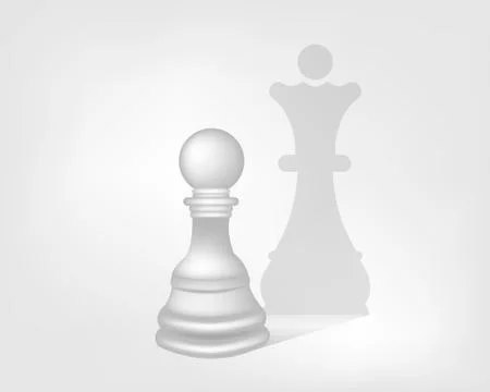 Pawn with the shadow of the Queen Stock Illustration