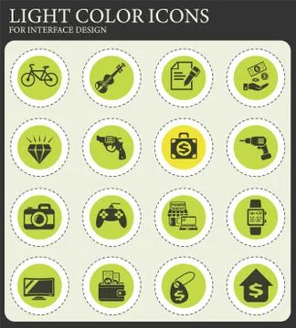 Pawn shop icon set Stock Illustration
