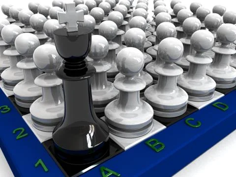 Pawns attack king Stock Illustration
