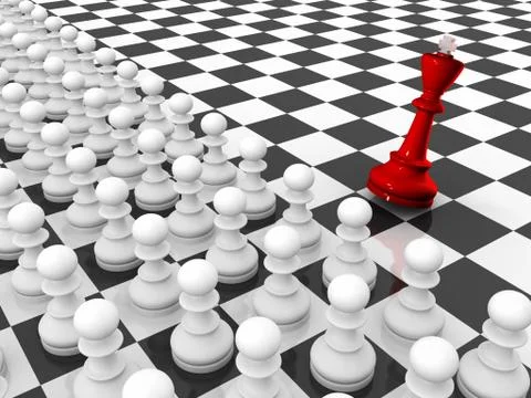 Pawns attacking king Stock Illustration