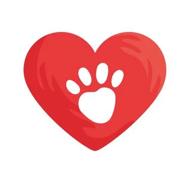 Pawprint in heart Stock Illustration