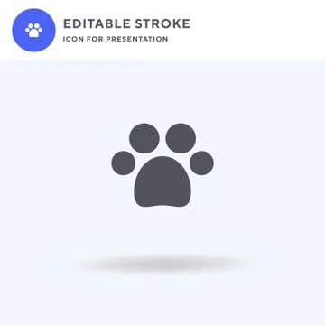 Pawprint icon vector, filled flat sign, solid pictogram isolated on white, lo Stock Illustration