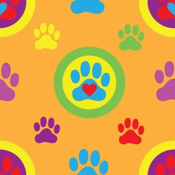 Pawprint Seamless Pattern Stock Illustration