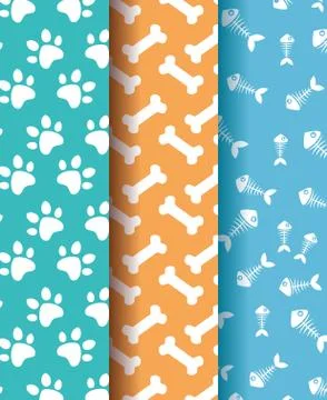 Paws and bones pets patterns Illustrazione stock