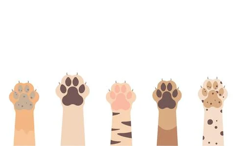Paws up to pets set isolated on a white background Stock Illustration