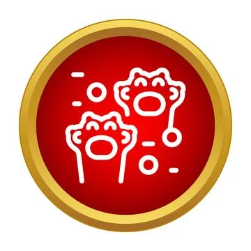 Paws print icon in a golden ring Stock Illustration