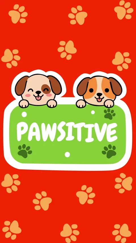 Pawsitive Message with Cute Puppies and Paw Print Background 库存影片 333251876